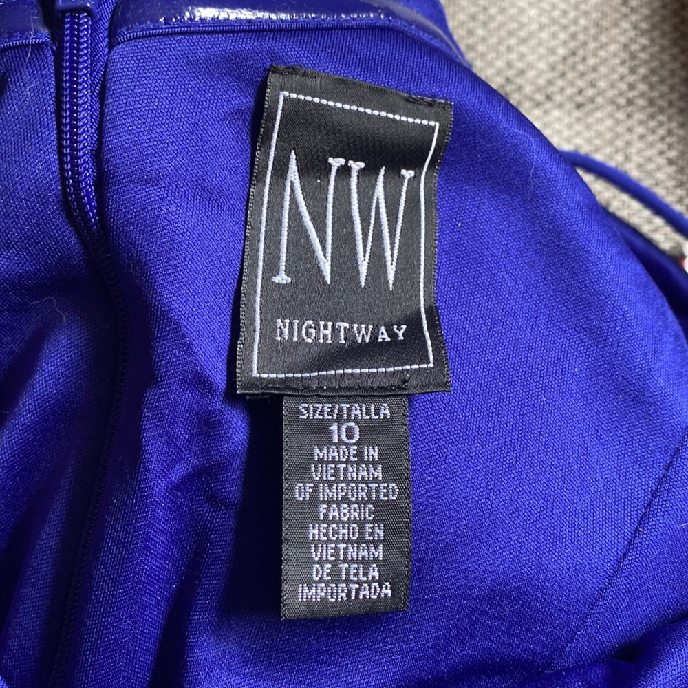 Royal blue gown with slit and capped shoulders